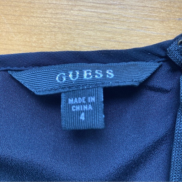 Guess Julia Black Chiffon Ruffled Top Mini Holiday Party Dress  size 4 - Picture 7 of 8